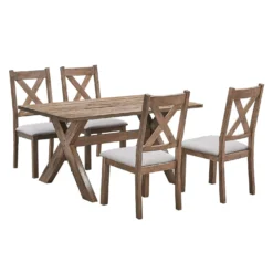 Table à manger rectangulaire avec 4 chaises - beige