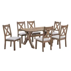 Table à manger rectangulaire avec 6 chaises - beige