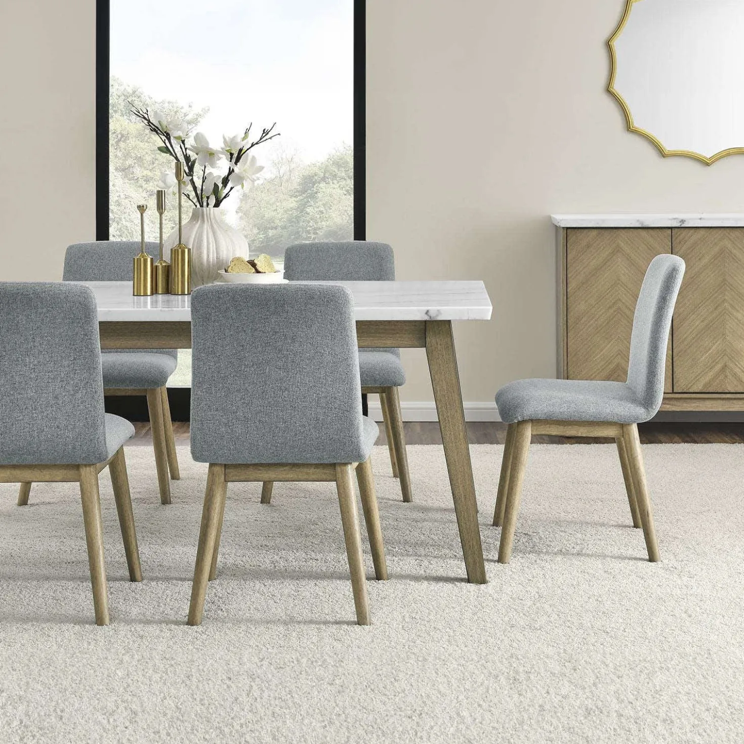 Table à manger rectangulaire avec plateau en marbre 72"