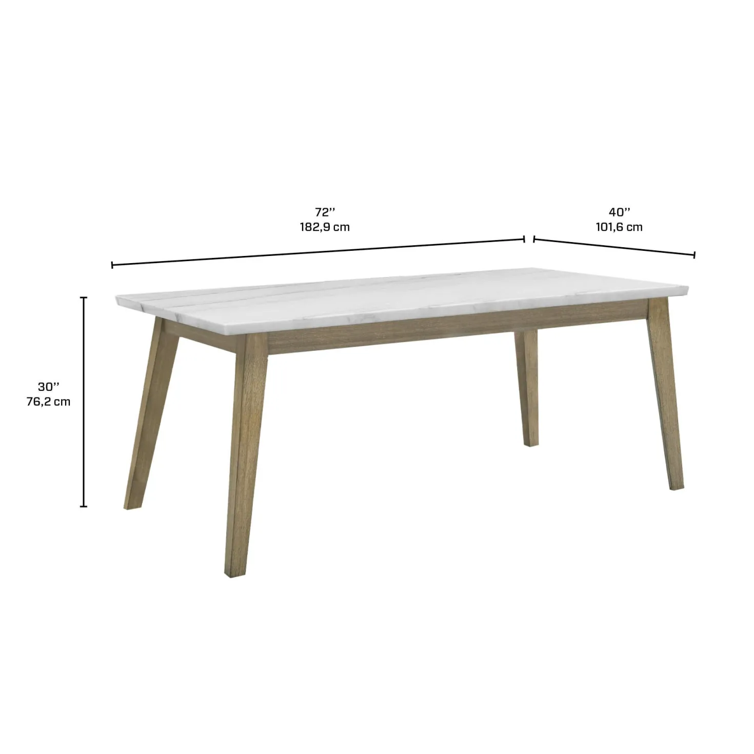 Table à manger rectangulaire avec plateau en marbre 72"