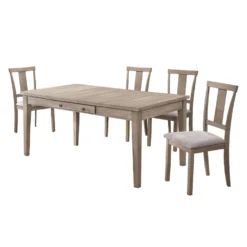 Table à manger rectangulaire avec rangement et 4 chaises - gris