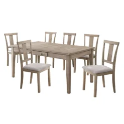 Table à manger rectangulaire avec rangement et 6 chaises - gris