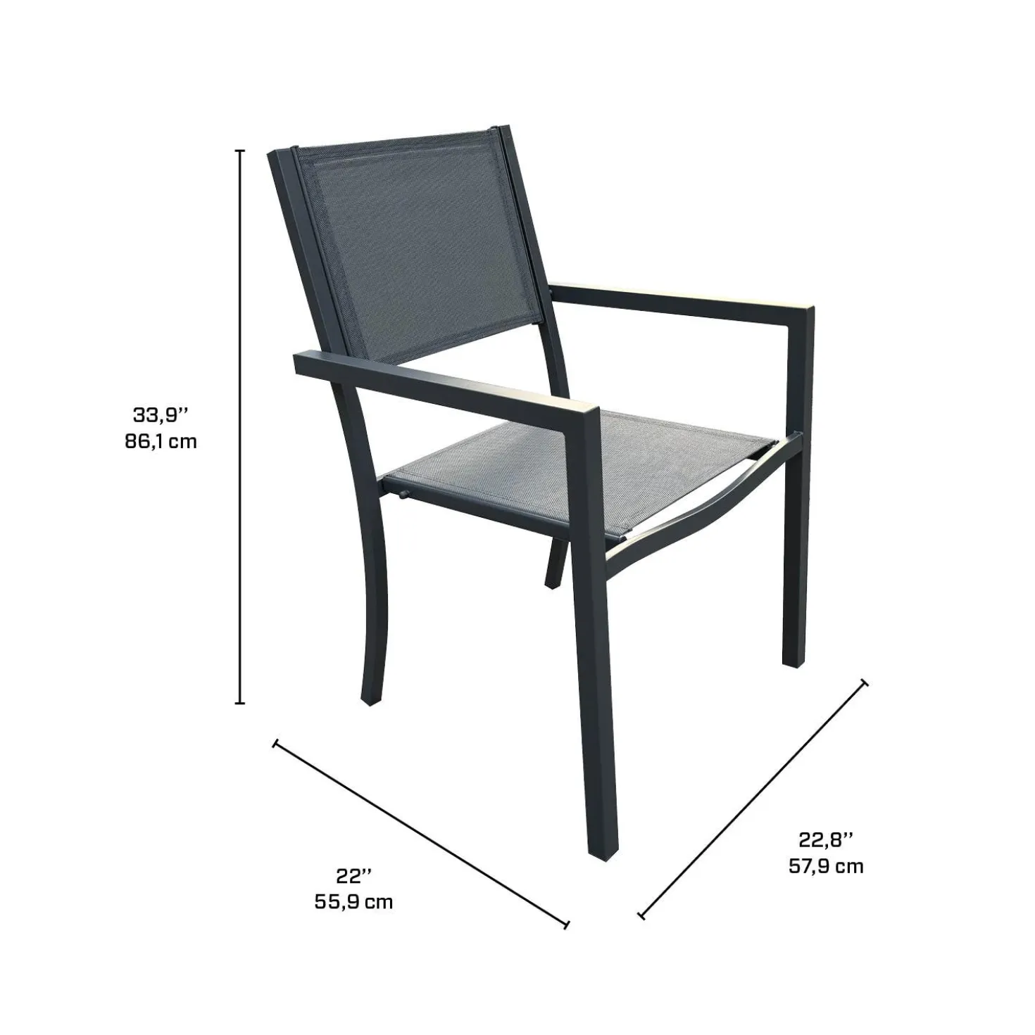 Table à manger rectangulaire d’extérieur en métal et 4 chaises