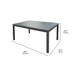 Table à manger rectangulaire d’extérieur en métal et 4 chaises