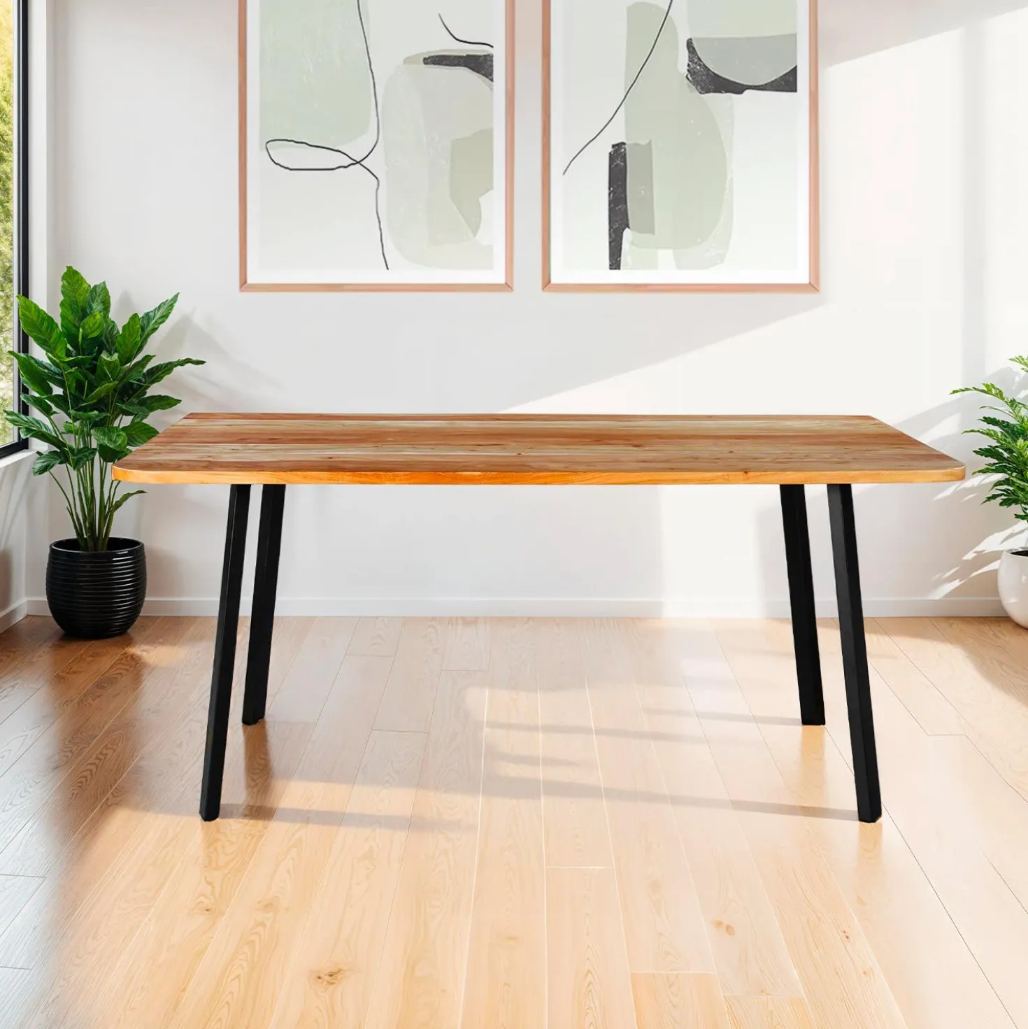 Table à manger rectangulaire en bois massif - 67"