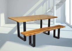 Table à manger rectangulaire en bois massif 67"