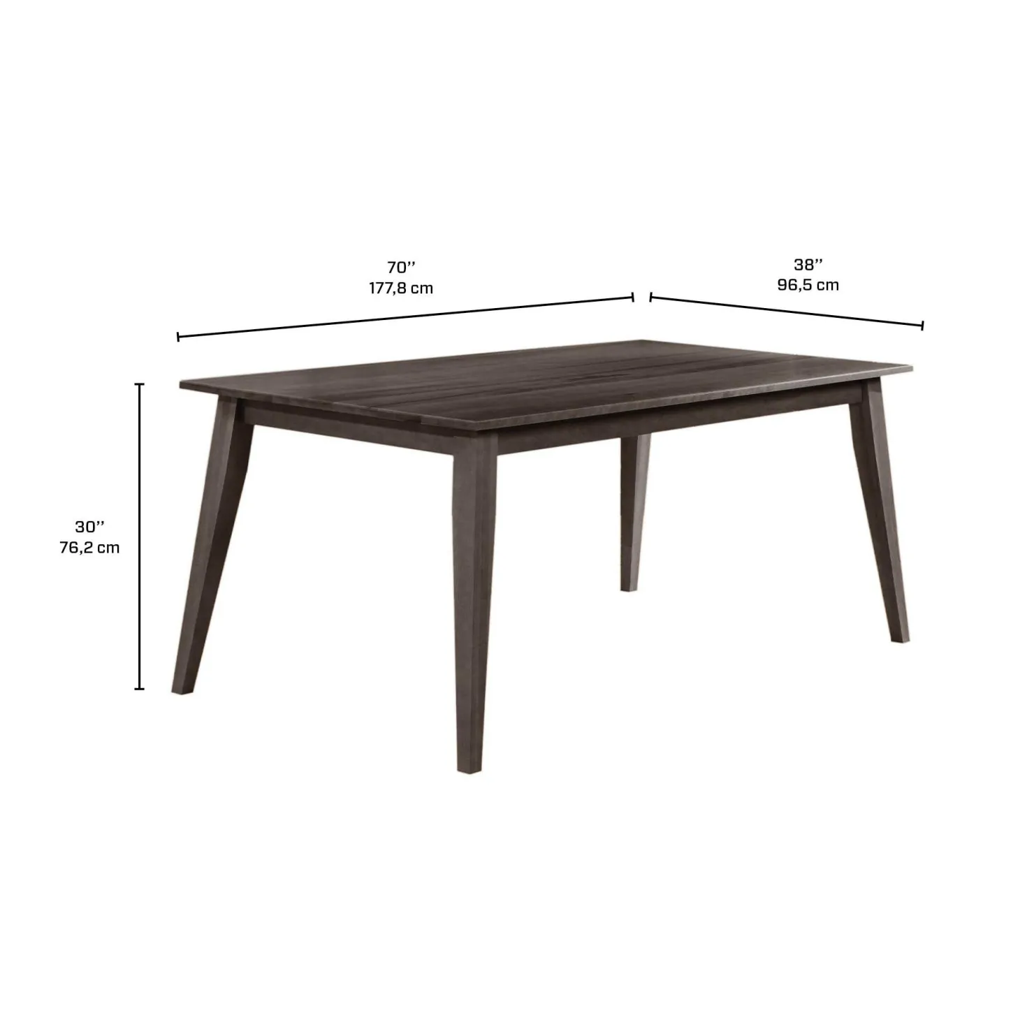 Table à manger rectangulaire en bois massif 70" - ardoise