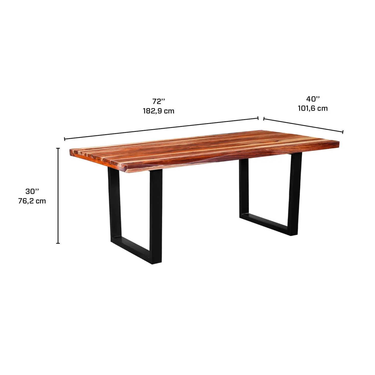 Table à manger rectangulaire en bois massif - 72"