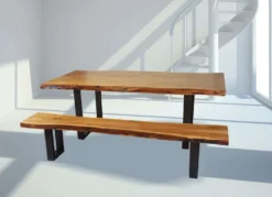 Table à manger rectangulaire en bois massif 84"