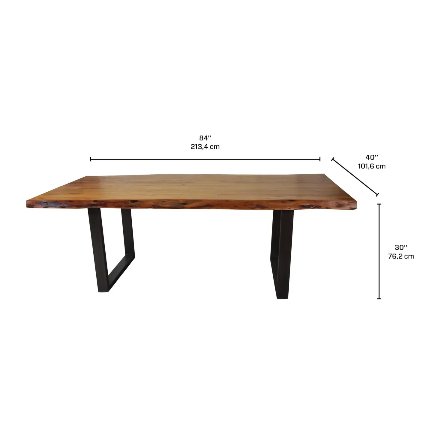 Table à manger rectangulaire en bois massif 84"