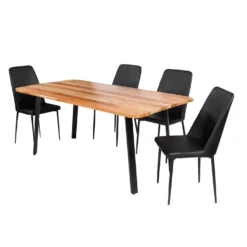 Table à manger rectangulaire en bois massif et 4 chaises - 67"