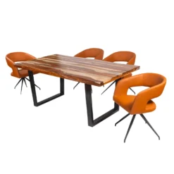 Table à manger rectangulaire en bois massif et 4 chaises- 72"
