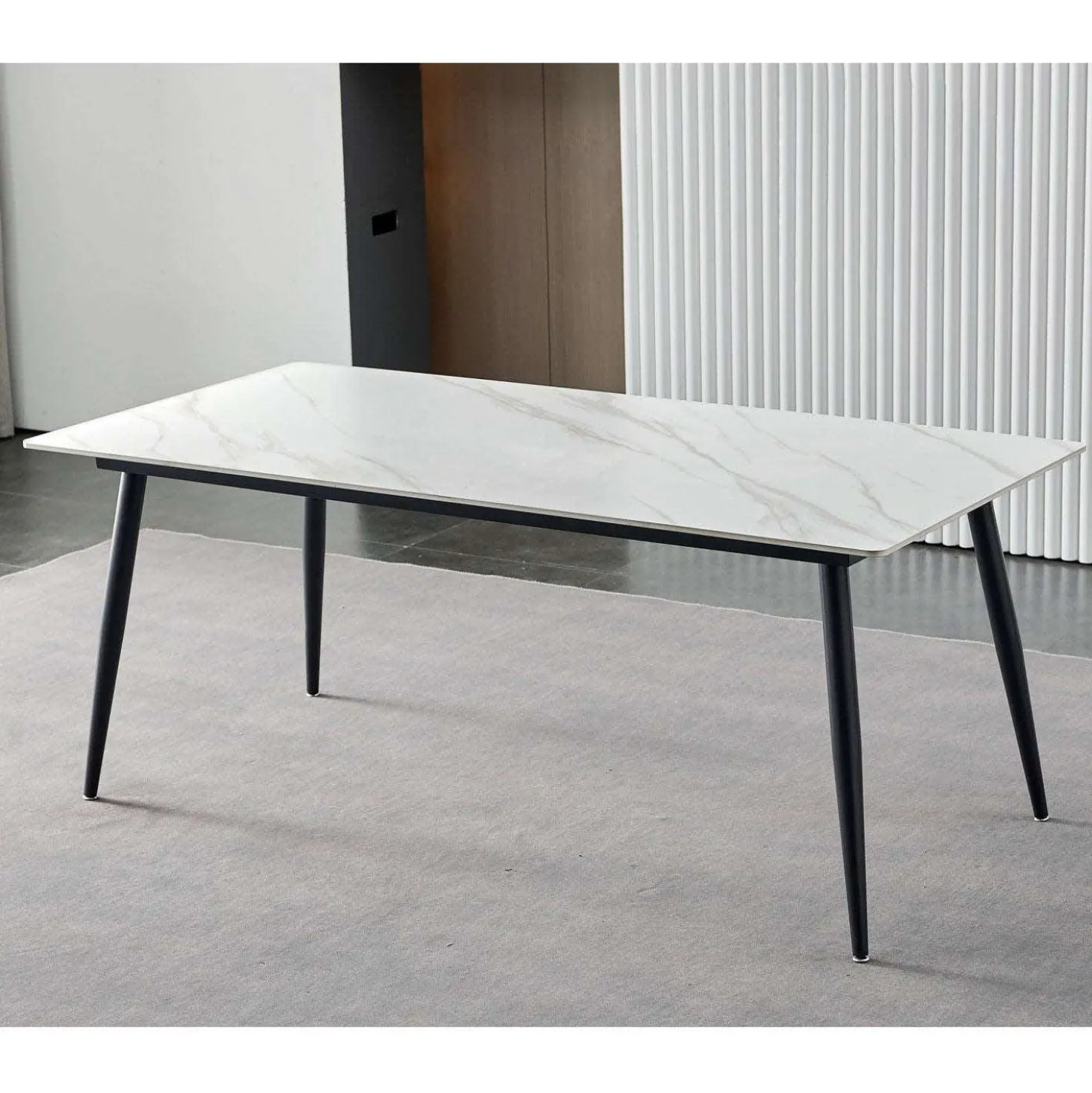 Table à manger rectangulaire en pierre sintérisée 59"