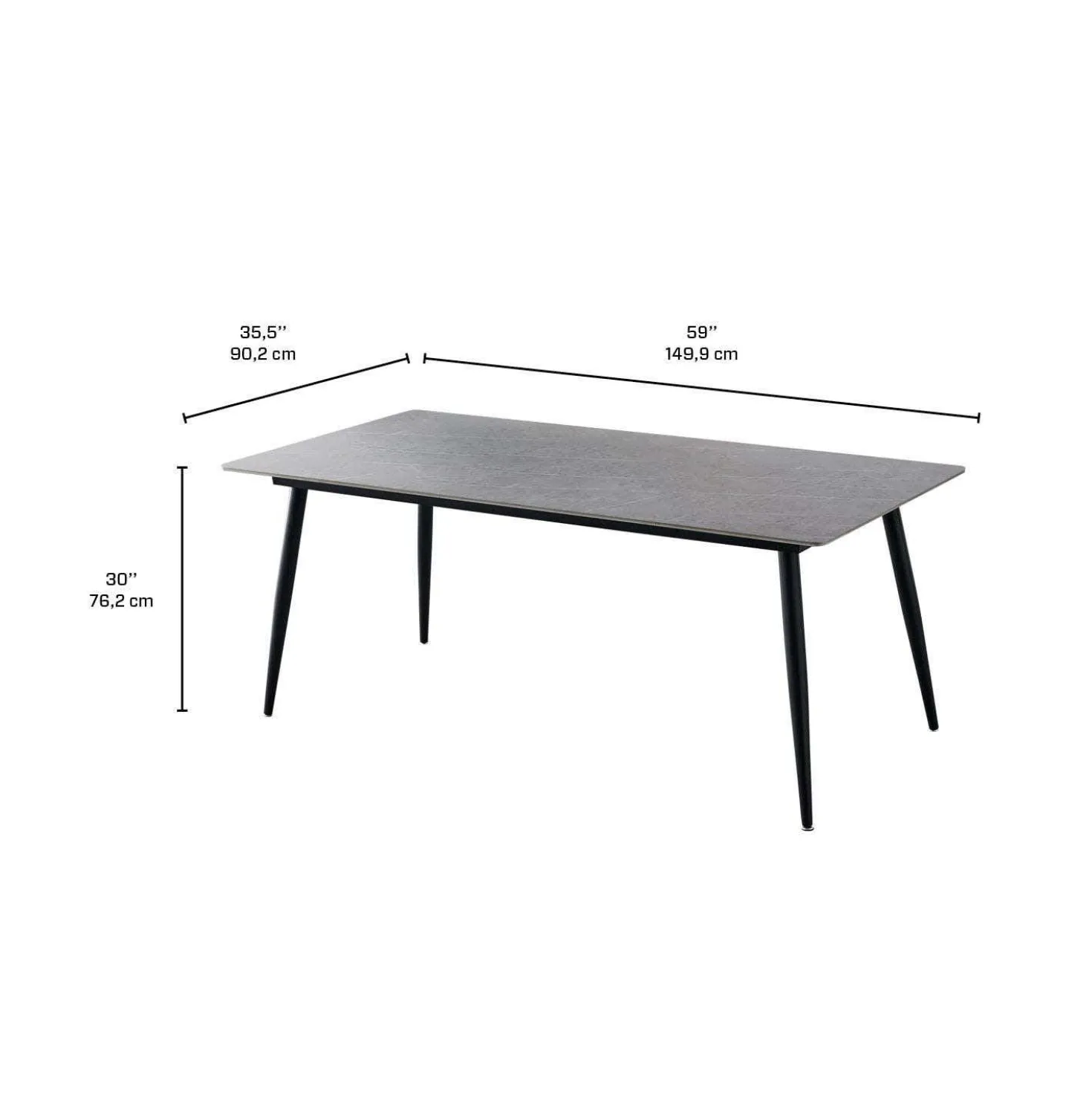 Table à manger rectangulaire en pierre sintérisée 59"