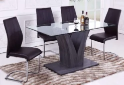 Table à manger rectangulaire en verre 60"