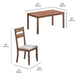 Table à manger rectangulaire et 4 chaises - beige