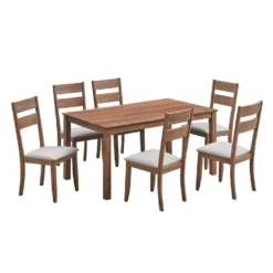 Table à manger rectangulaire et 6 chaises - beige