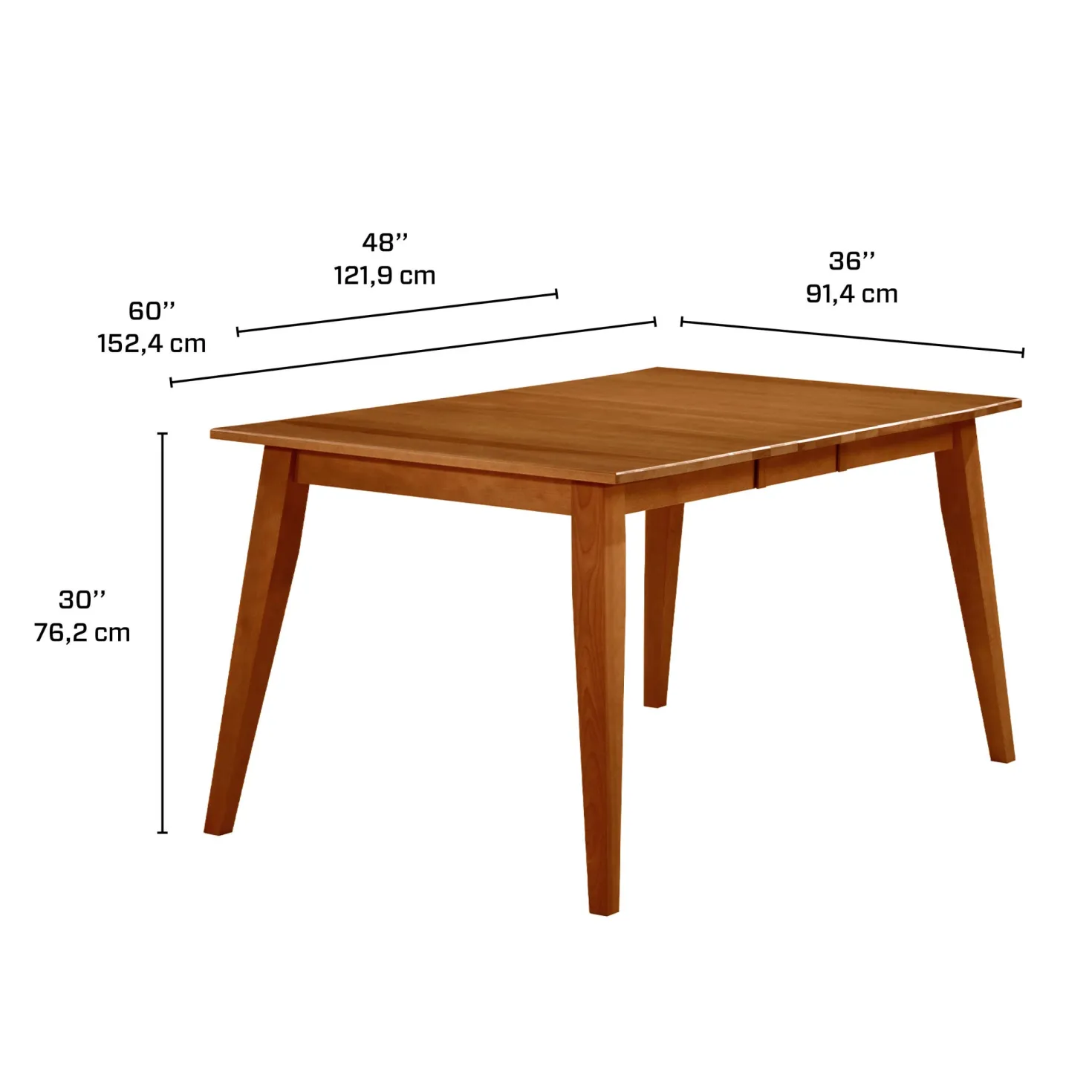 Table à manger rectangulaire extensible (48" à 60") avec 4 chaises - brun