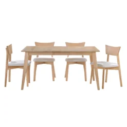 Table à manger rectangulaire extensible (48" à 60") avec 4 chaises - grège
