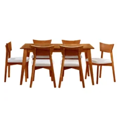 Table à manger rectangulaire extensible (48" à 60") avec 6 chaises - brun