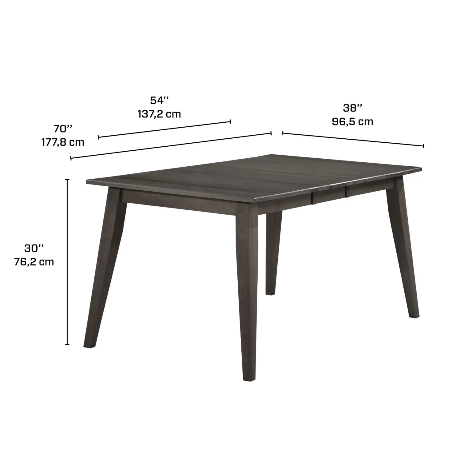 Table à manger rectangulaire extensible (54" à 70") - ardoise