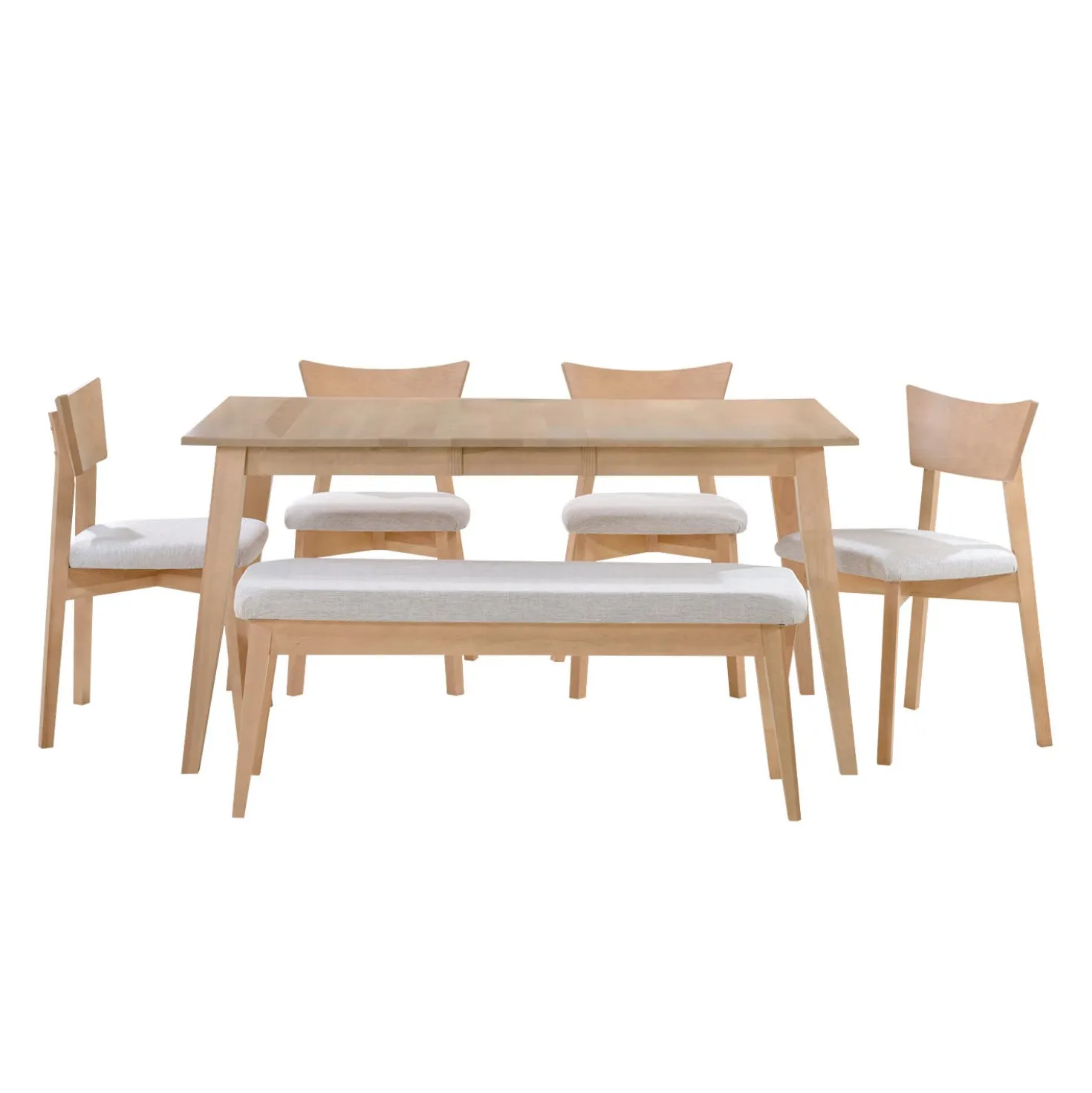 Table à manger rectangulaire extensible (54" à 70") avec 4 chaises et banc - grège