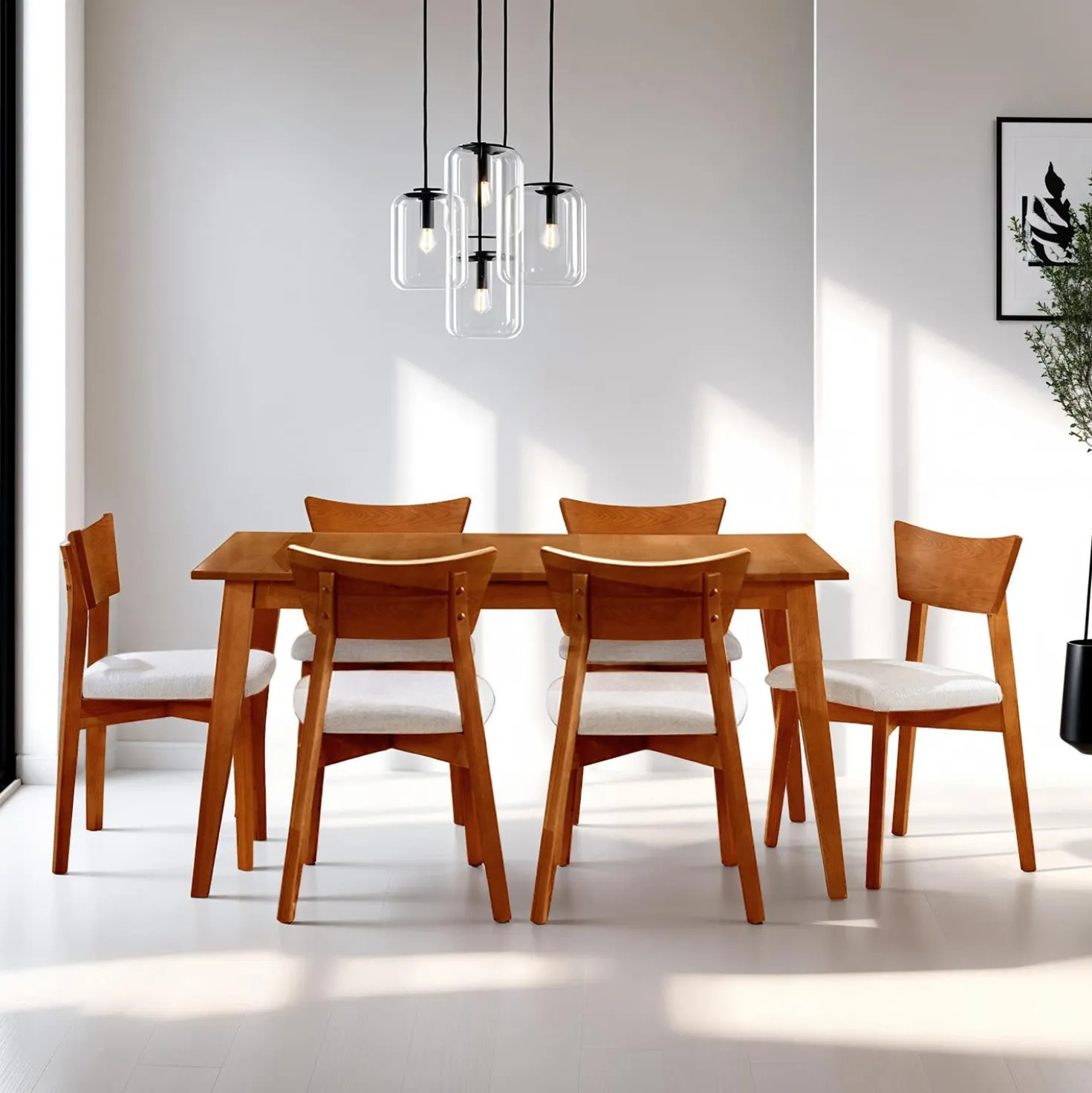 Table à manger rectangulaire extensible (54" à 70") avec 6 chaises - brun