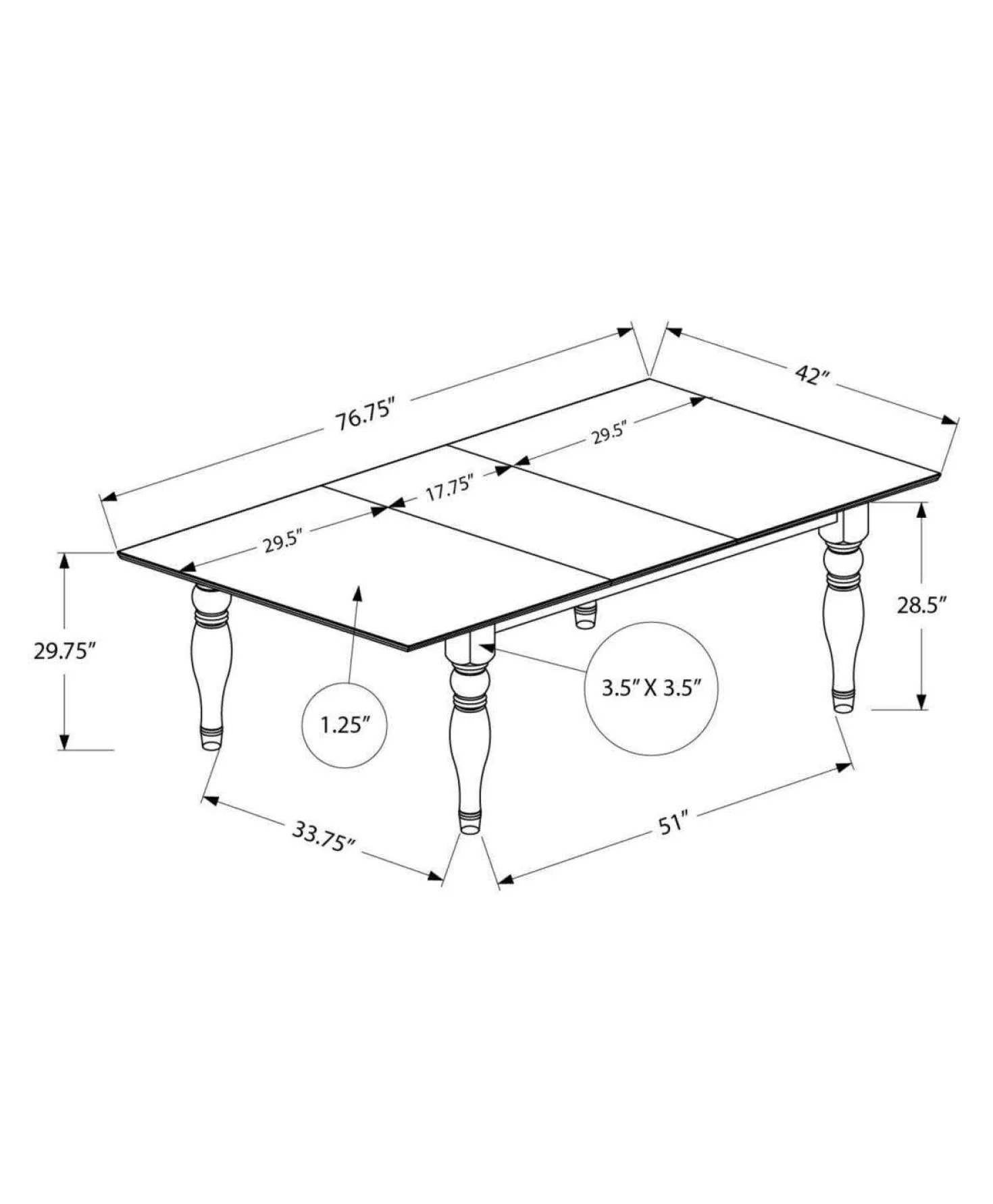 Table à manger rectangulaire extensible 60" à 78" - Monarch
