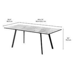 Table à manger rectangulaire extensible en pierre sintérisée 63