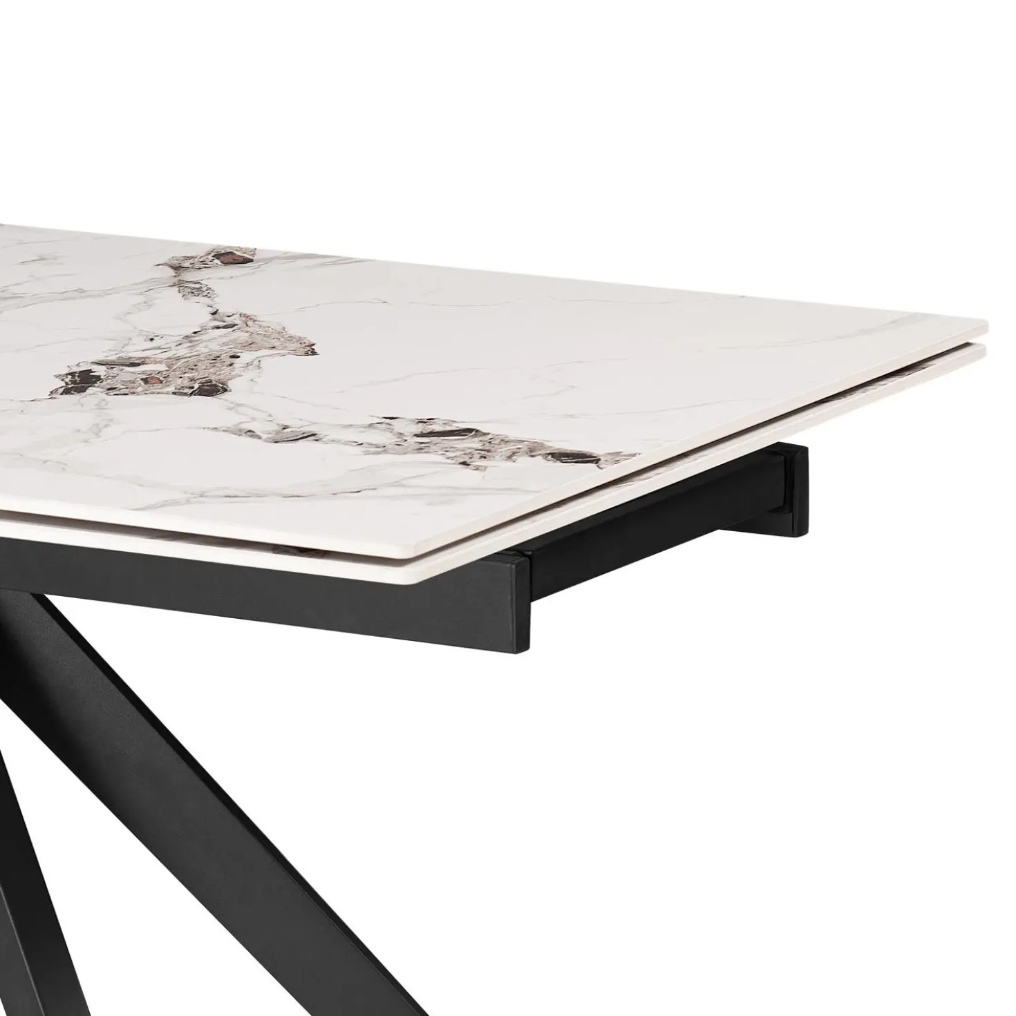 Table à manger rectangulaire extensible en pierre sintérisée 63" à 95"