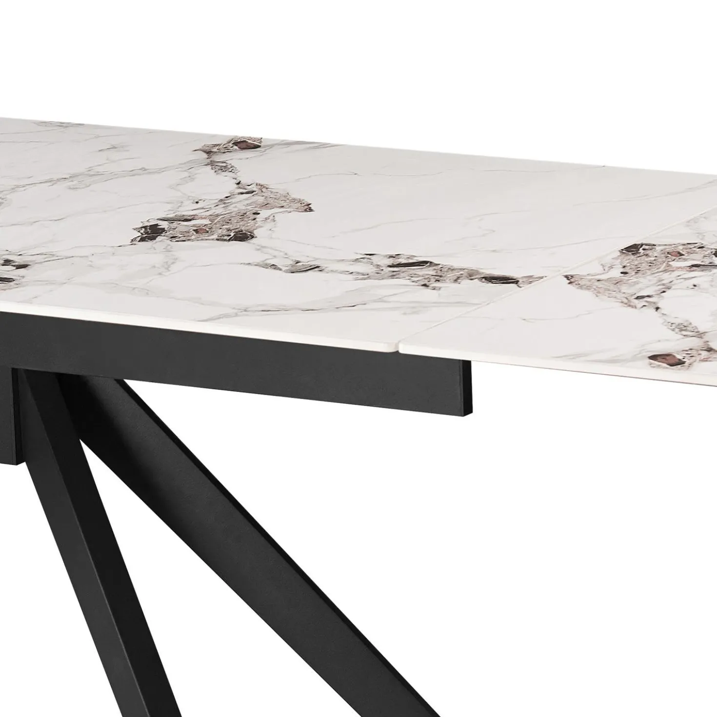 Table à manger rectangulaire extensible en pierre sintérisée 63" à 95"