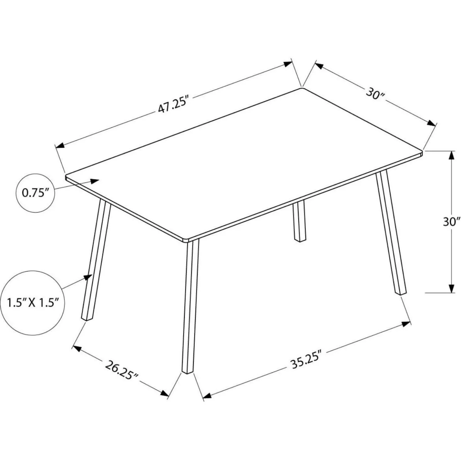 Table à manger rectangulaire 48" - Monarch