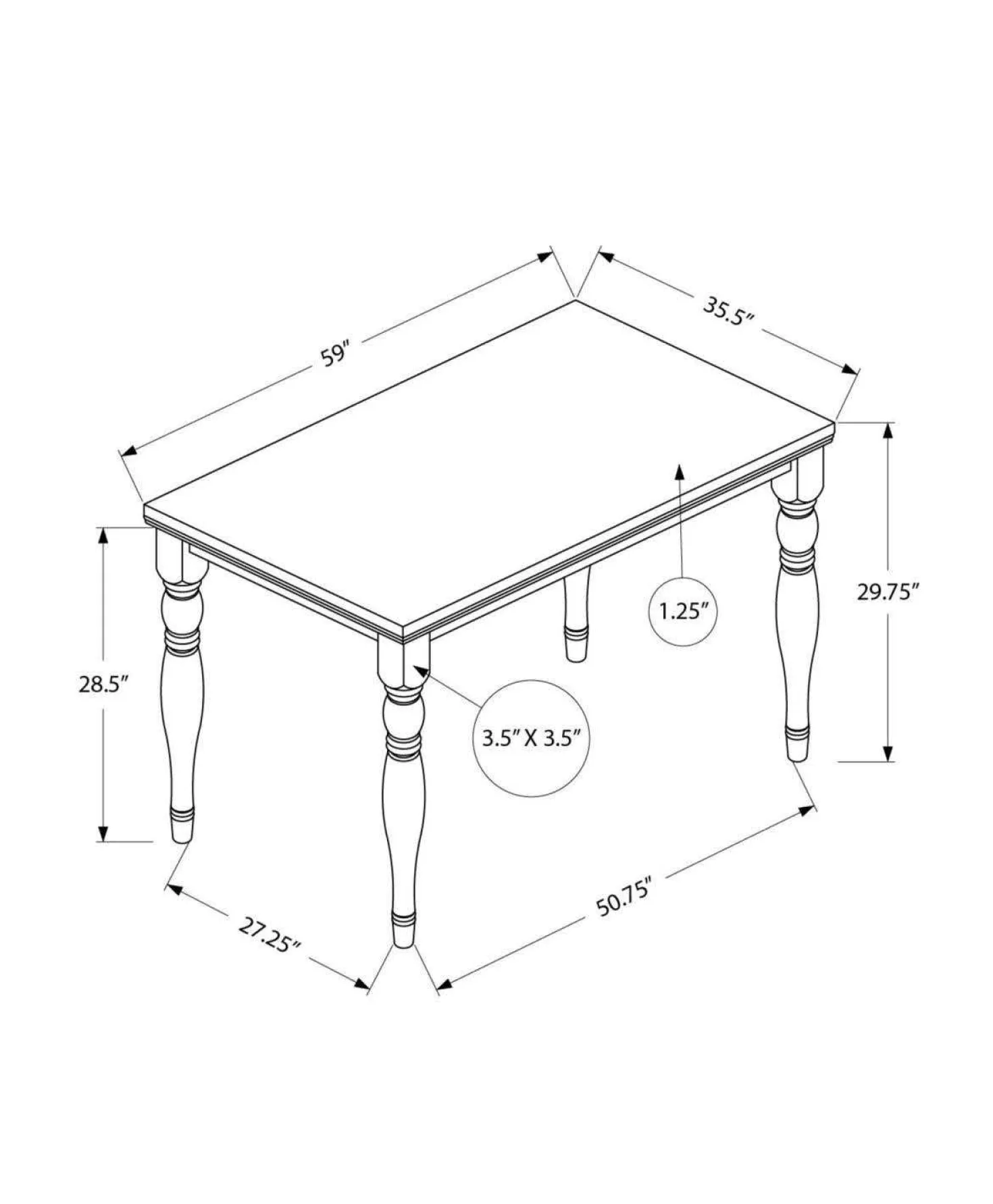 Table à manger rectangulaire 60" - Monarch