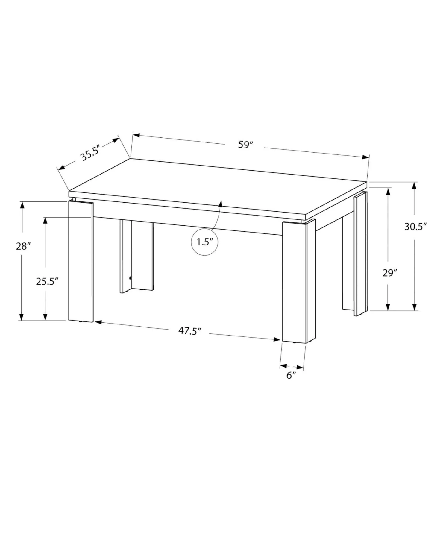 Table à manger rectangulaire 60" - Monarch