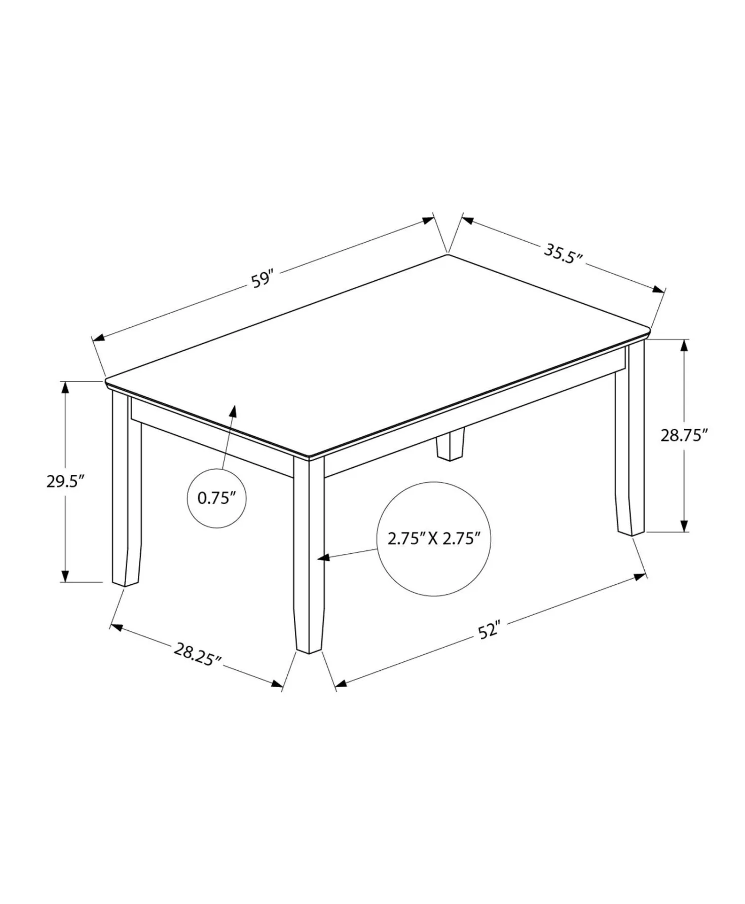 Table à manger rectangulaire 60" - Monarch