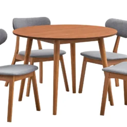 Table à manger ronde avec 4 chaises - gris