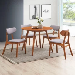 Table à manger ronde avec 4 chaises - gris