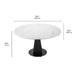 Table à manger ronde convertible extensible avec piédestal - 53