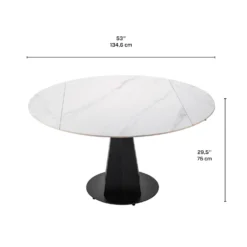 Table à manger ronde convertible extensible avec piédestal et 4 chaises - 53