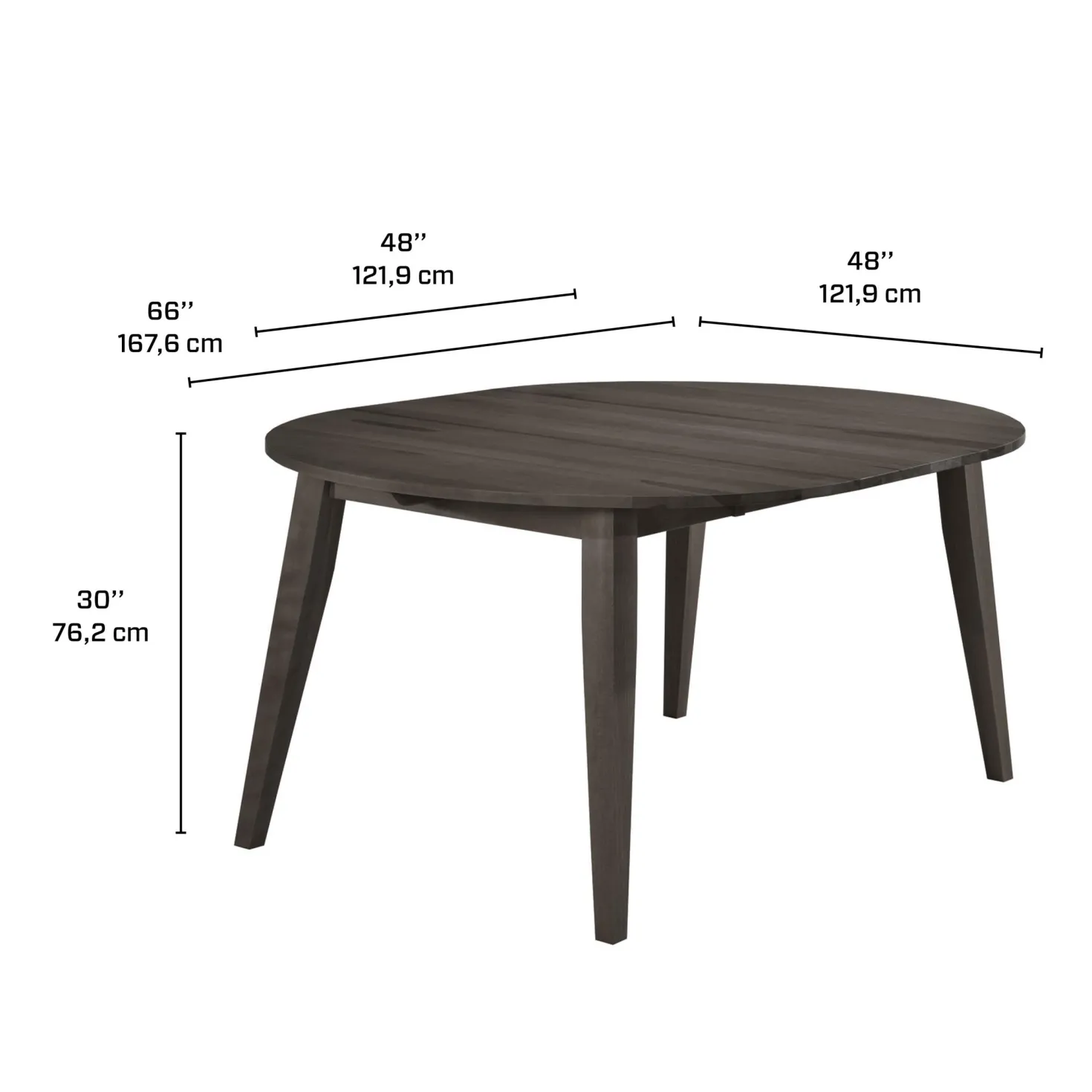 Table à manger ronde extensible (48" à 66") avec 4 chaises - ardoise