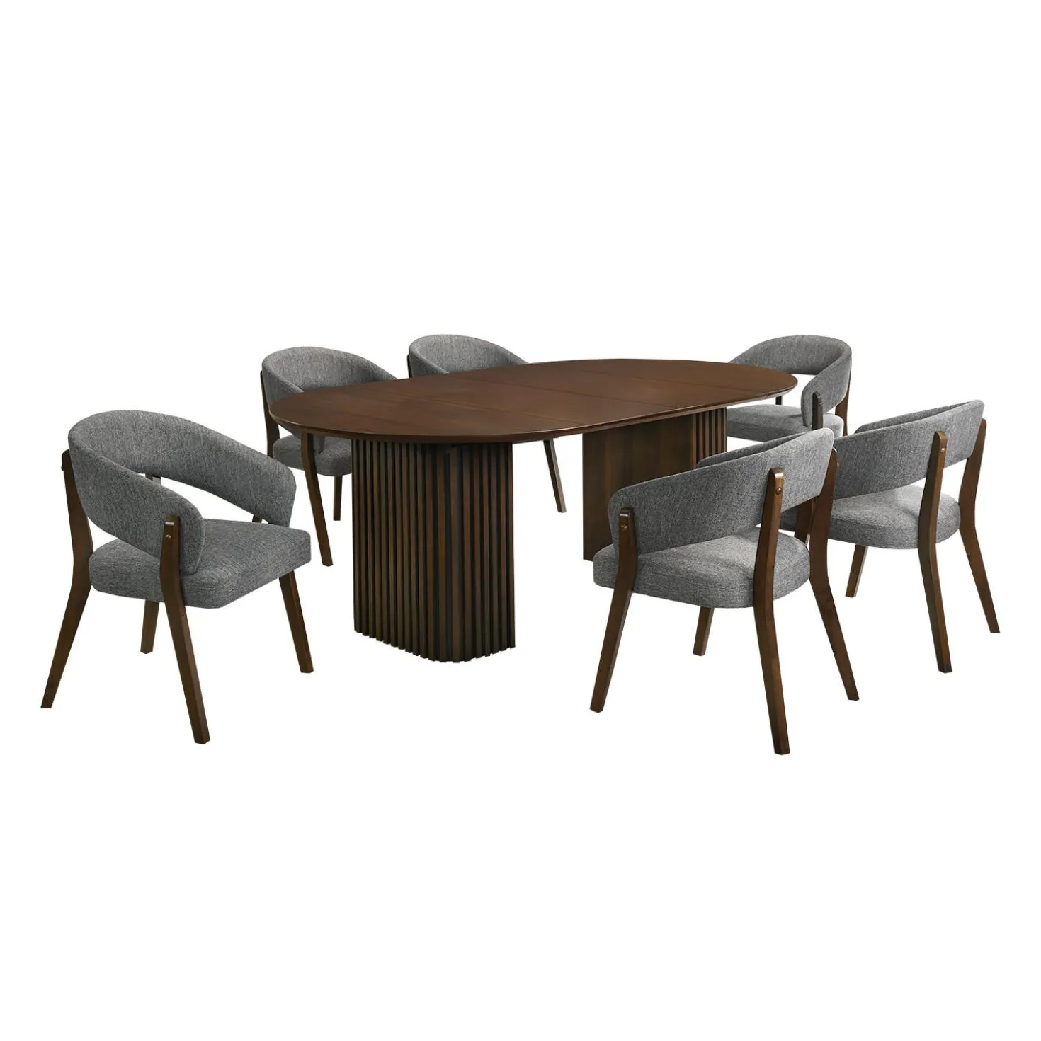 Table à manger ronde extensible (48 à 83") à piédestal avec 6 chaises