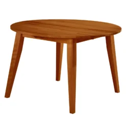 Table à manger ronde extensible en bois massif 48" à 66" - brun