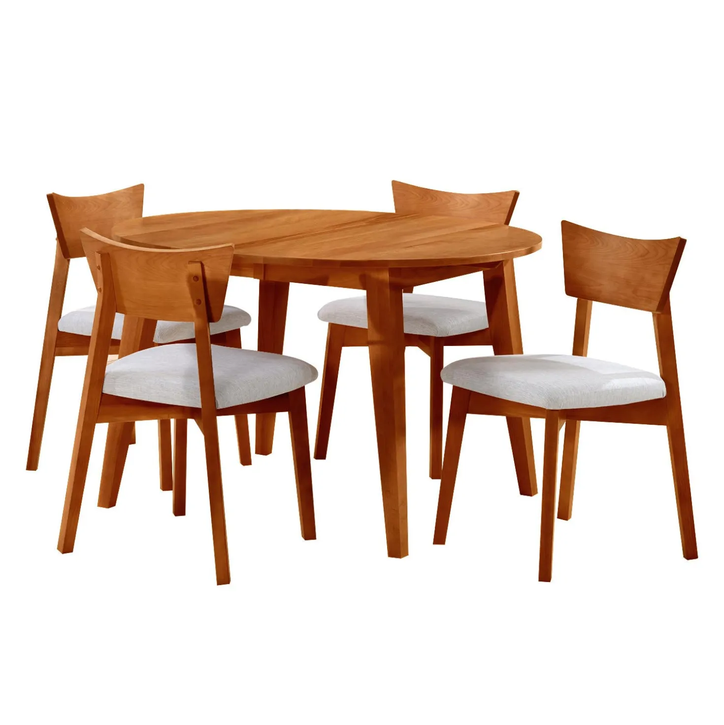 Table à manger ronde extensible en bois massif 48" à 66" - brun