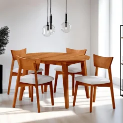 Table à manger ronde extensible en bois massif 48