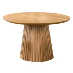 Table à manger ronde à piédestal avec 2 chaises - gris