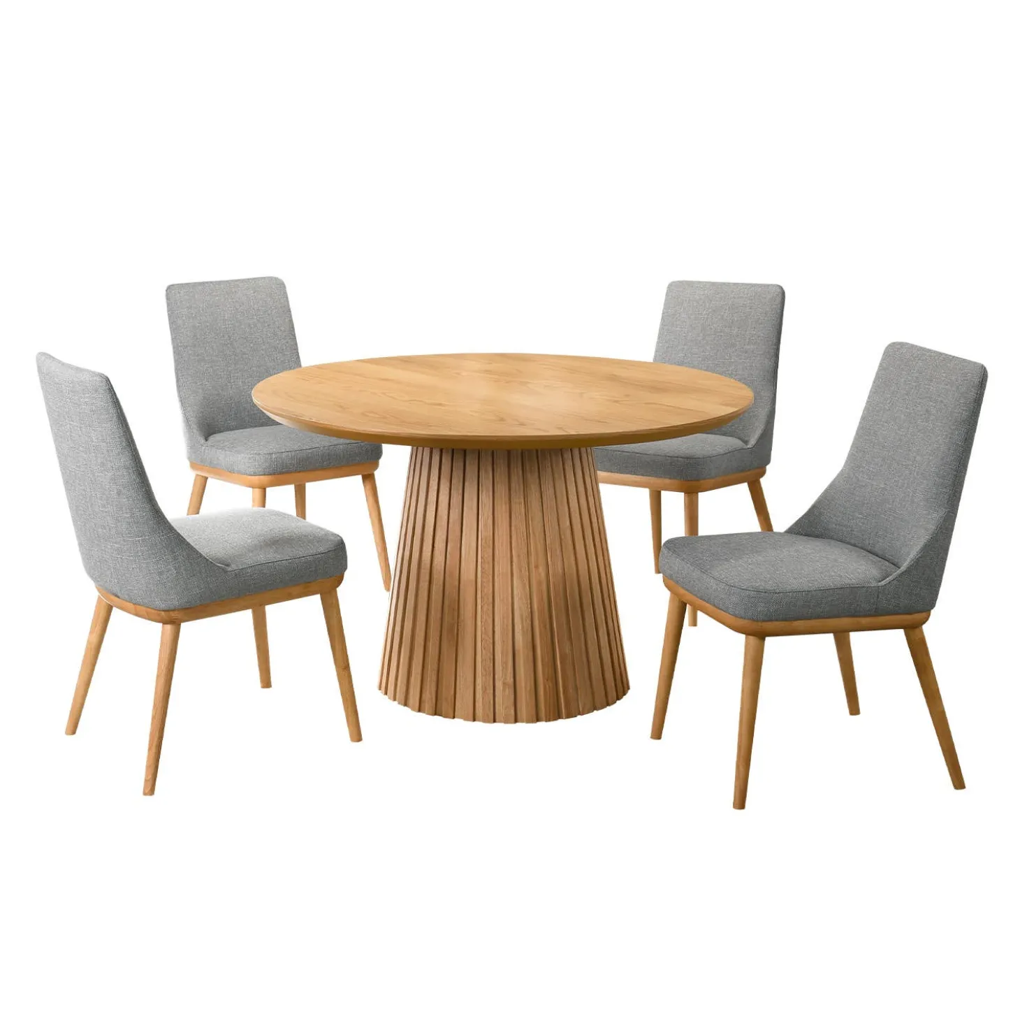 Table à manger ronde à piédestal avec 4 chaises - gris