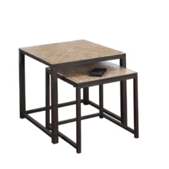 Tables gigognes - ens. 2mcx, terracotta, brun martele - Monarch