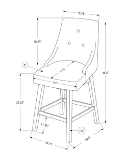 Tabouret de bar - ensemble de 2, pivotant, dossier capitonné, rembourré /h