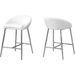 Tabouret de bar - 2mcx/blanc/base chrome/hauteur comptoir