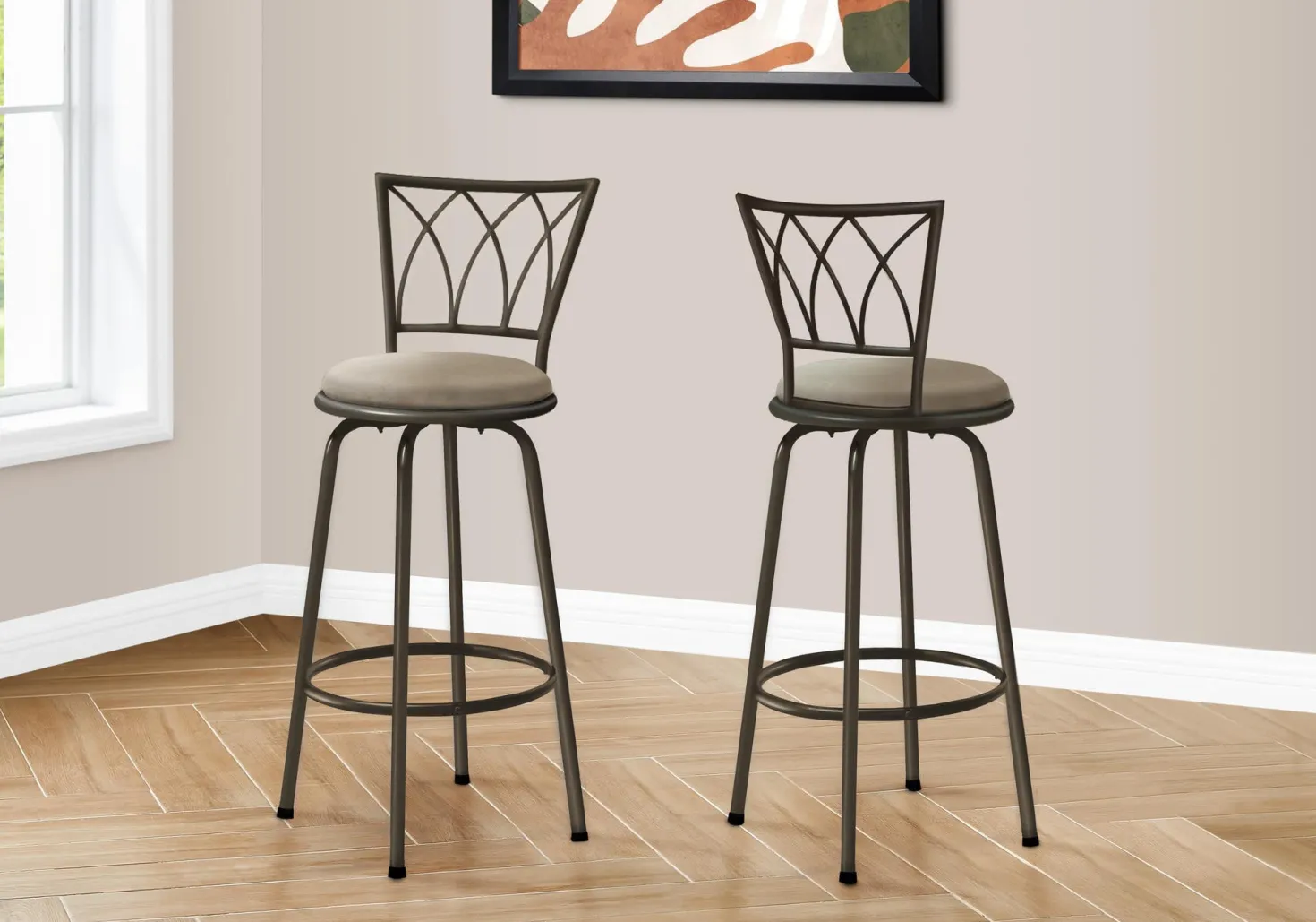 Tabouret de bar - 2mcx, 43"H, pivotant, cafe foncé